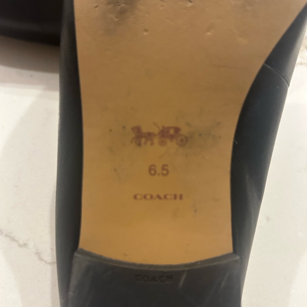 Coach Black Leather Loafers with Tan Fur Lining - Picture 3 of 4